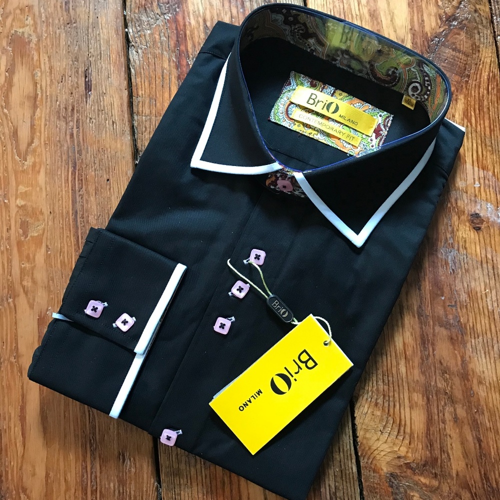 Brio Milano, Black with White Trim Shirt
